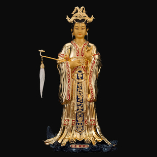19寸纯铜鎏金泰山娘娘神像碧霞元 君神像泰山奶奶居家供奉摆件新品
