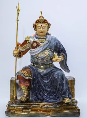 汉白玉五显华光大帝神像三眼马天君马王爷灵官家用供奉装饰摆件