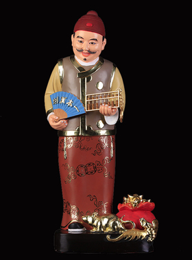 财神爷金算盘收银台摆件工艺品