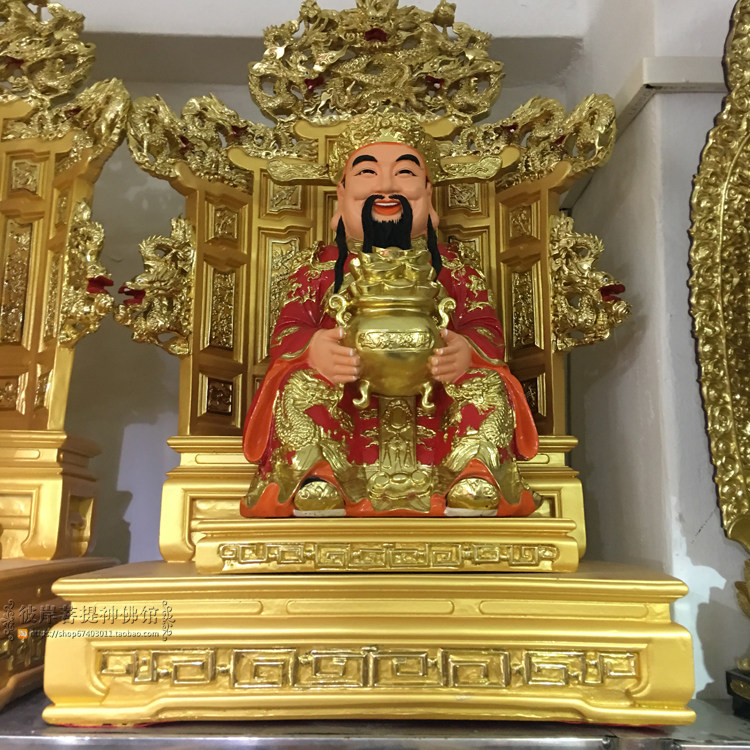 坐九龙椅元宝财神爷招财旺财恭喜发财神像树脂玻璃钢摆件新品