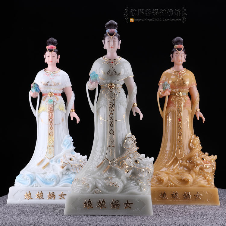 女娲娘娘神像摆件汉白玉