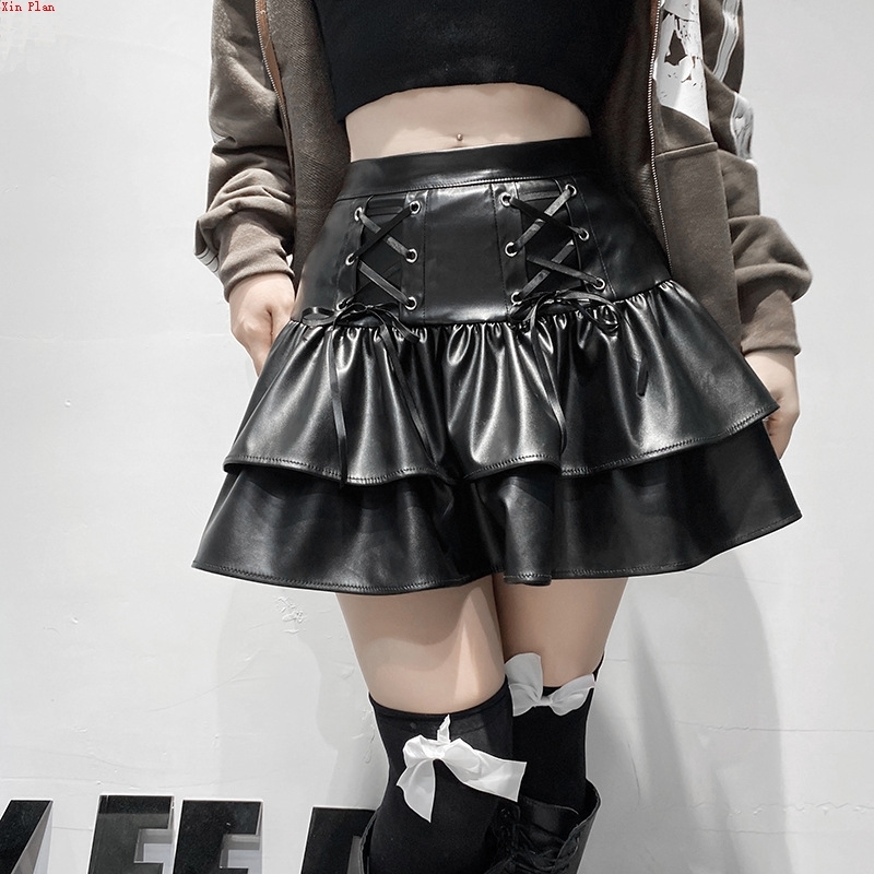 半身皮裙PU百褶裙Half length leather skirt Pu pleated skirt