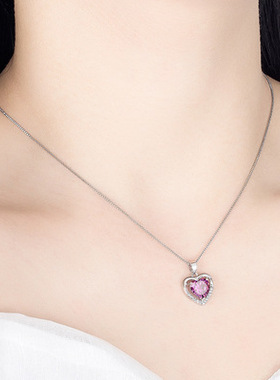 蓝色永恒之心锁骨链送女友礼物