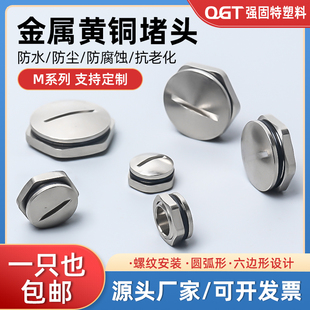 铜制六角闷盖 金属堵头M10 金属镀锌 孔塞头 圆形堵件 M63