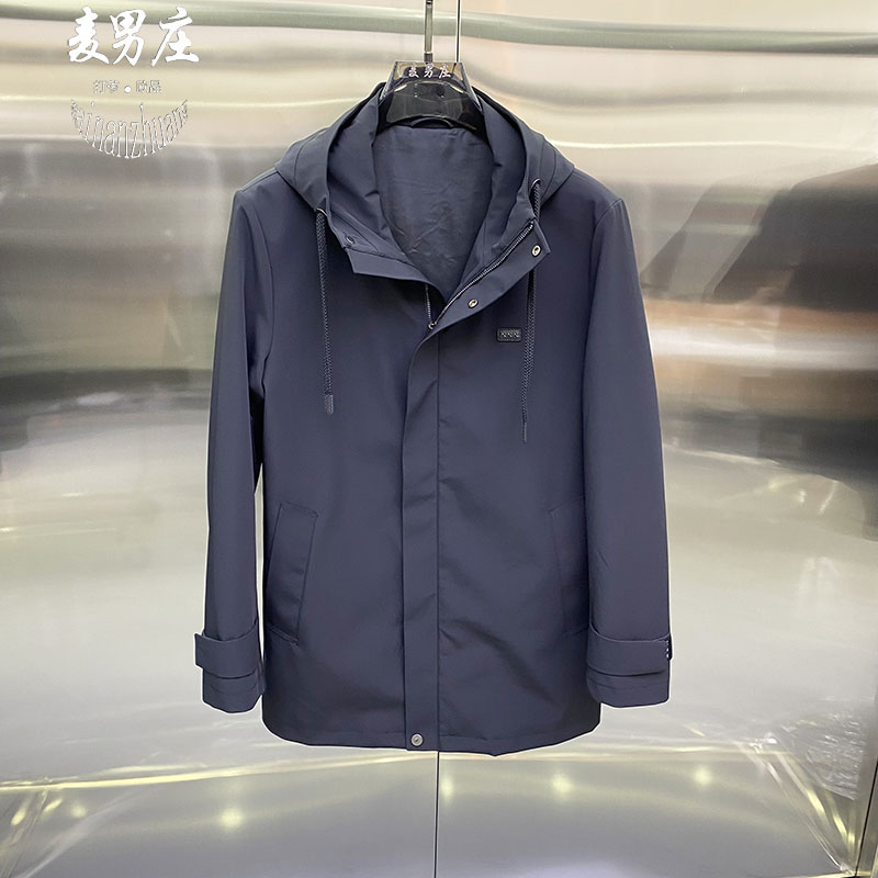 欧货潮牌男士25冬季新款连帽中长款棉衣夹克外套青年休闲百搭保暖