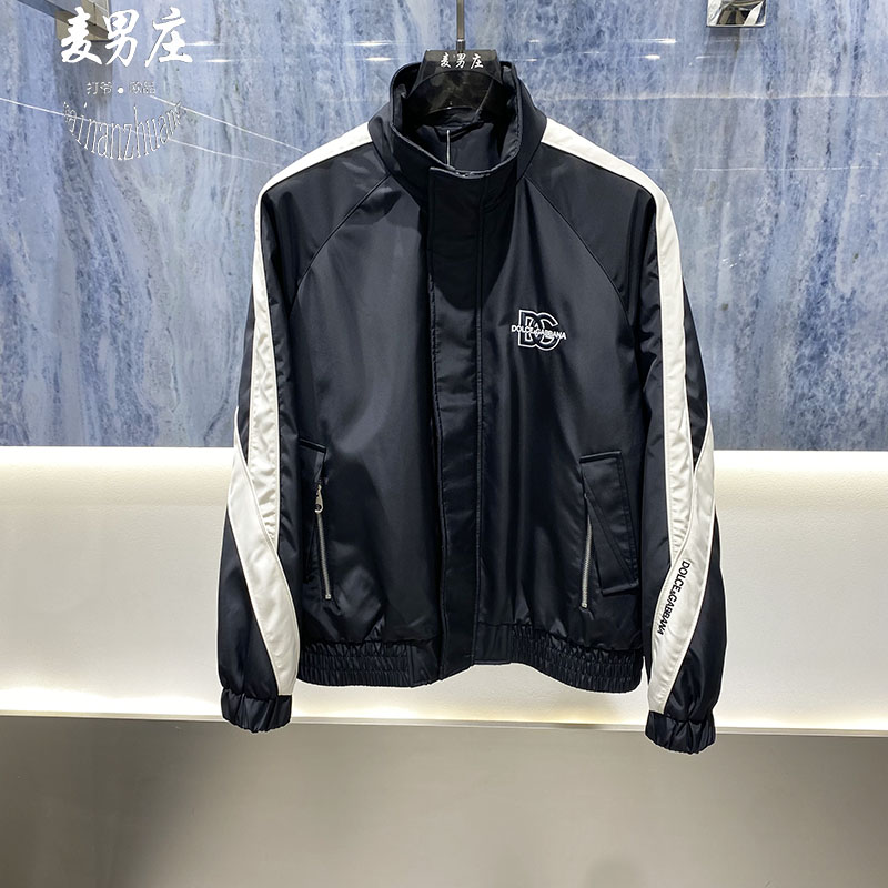 高端欧货男士秋冬拼色刺绣夹克