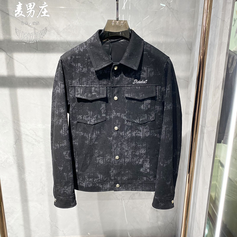 高端欧货男士秋冬字母刺绣夹克