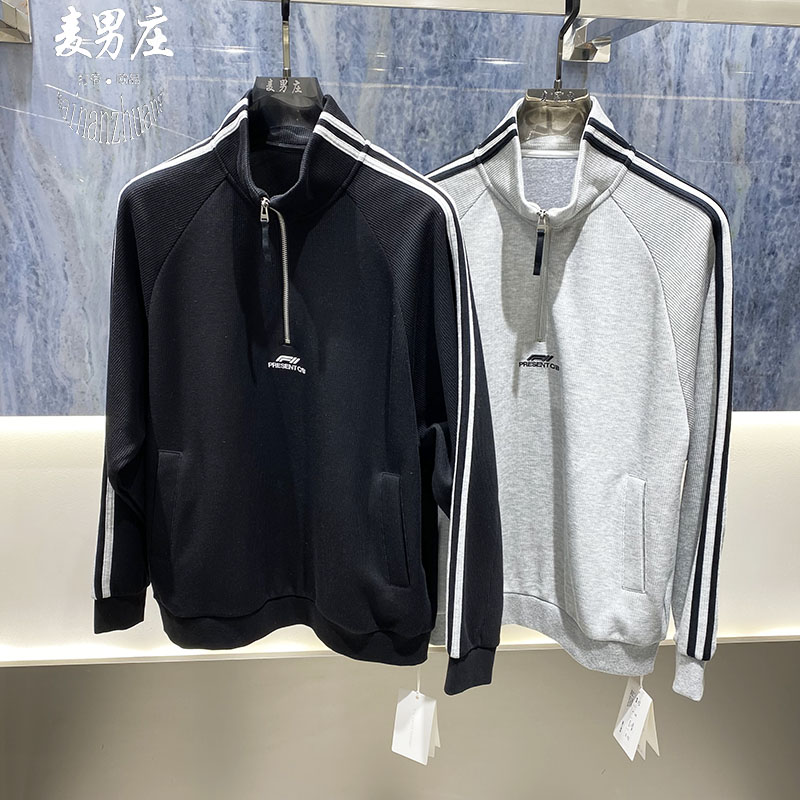 高端欧货男士秋冬半拉链立领卫衣