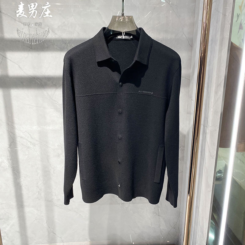 高端欧货男士秋冬新款26针织羊毛衫开衫长袖翻领修身青年时尚潮流