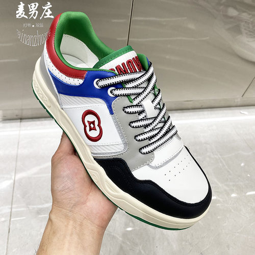 拼色个性系带舒适耐磨小白鞋刺绣