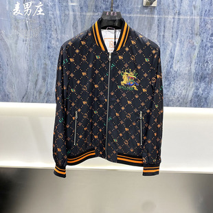 欧货潮牌男士26春夏新款翻领拼色字母长袖夹克外套薄款休闲街头爆