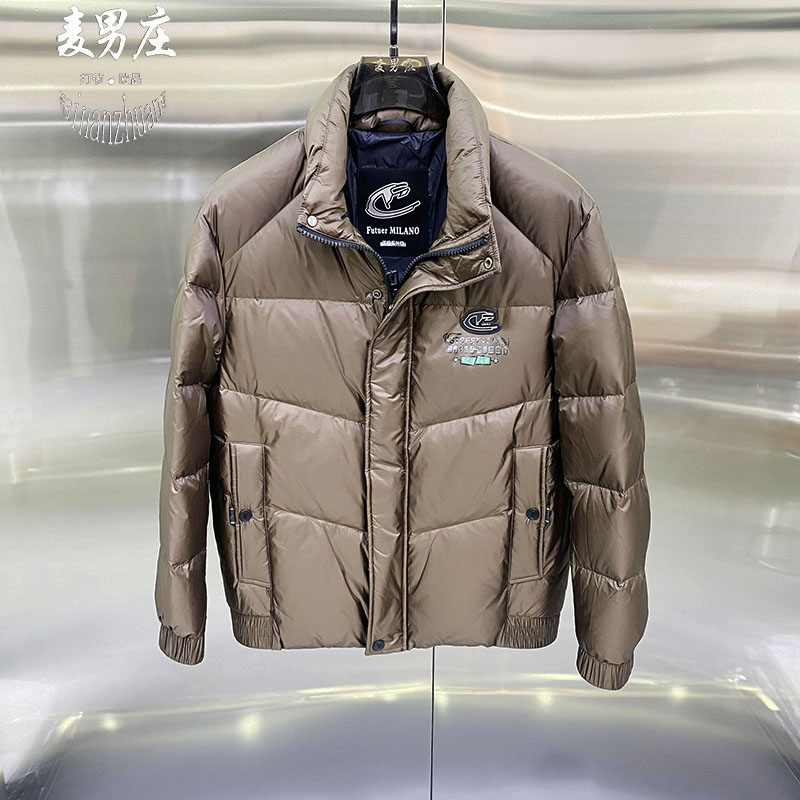 高端欧货男士冬季新款2025立领可翻90白鸭绒羽绒服夹克外套修身潮