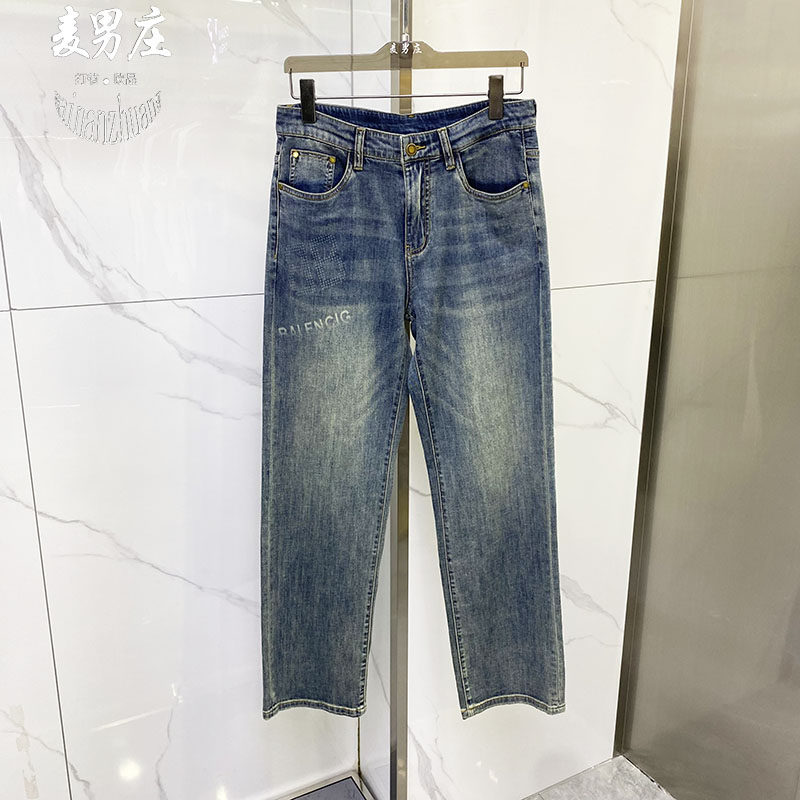 男士春夏微弹水洗小直筒牛仔裤