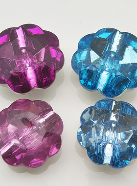 花朵形亚克力水晶纽扣紫色蓝色毛衣外套手缝扣子21MM25MM钮扣