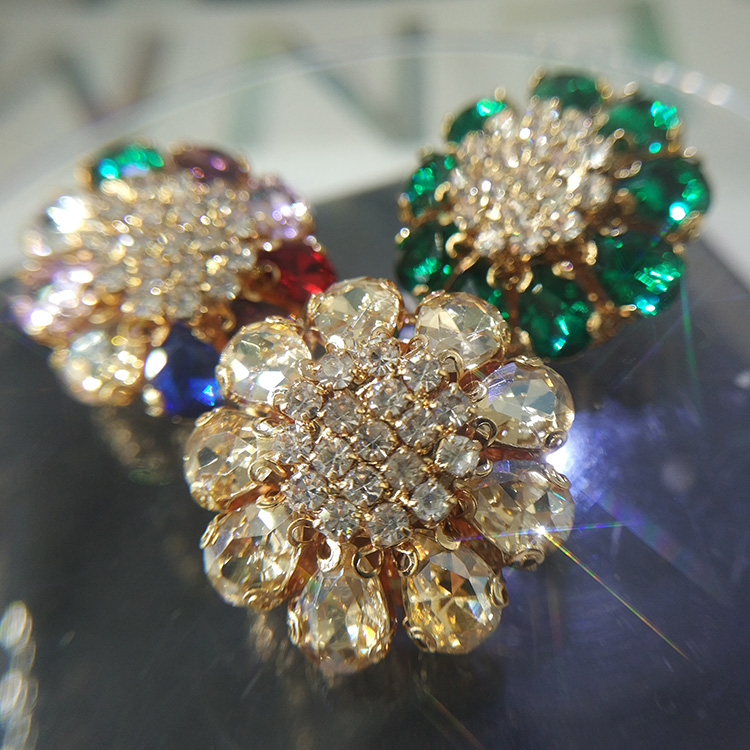 新品高档奢华捷克钻石纽扣花朵