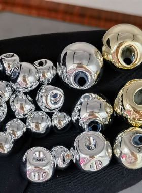 高品质 银白色 金色球形边孔ABS仿金属纽扣衬衣开衫毛衣装饰扣子