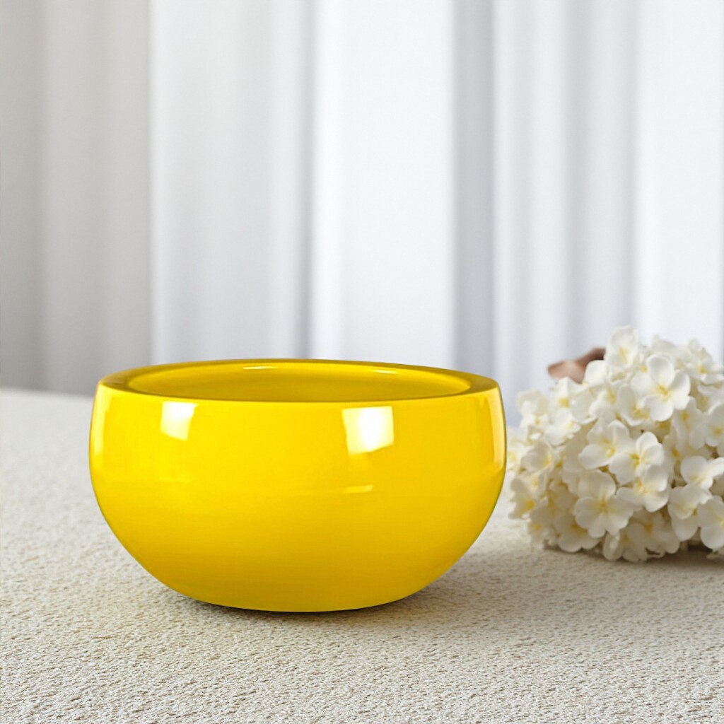 景德镇纯色黄色陶瓷盆聚宝盆陶瓷摆件花盆鱼缸水缸瓷器陶土罐花瓶