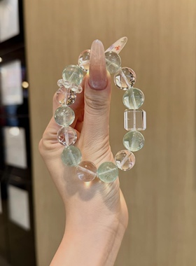 天然水晶手链女款绿萤石手串送闺蜜礼物饰品