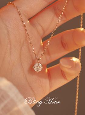 轻奢高级感四爪莫桑石925纯银单钻玫瑰金锁骨链简约莫桑钻项链女