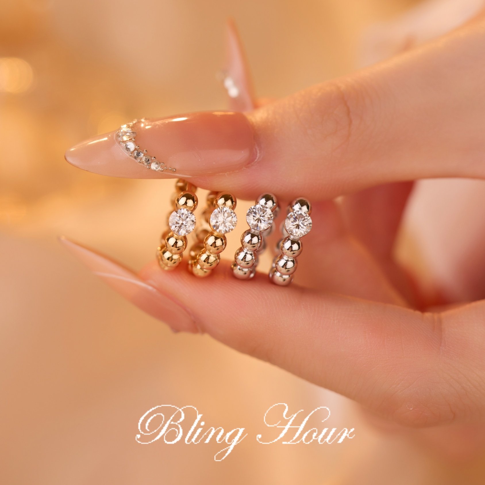 925银莫桑石珠边高级感耳环简约经典百搭轻奢气质清冷感礼物耳饰