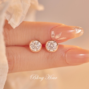 莫桑石1克拉泡泡螺纹耳钉925银镀18k金玫瑰金灯泡莫桑钻耳环耳饰