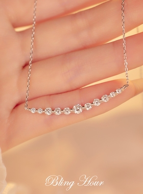 高级感极简风925纯银莫桑石微笑项链轻奢克拉莫桑钻项链锁骨链女