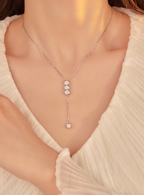 S925银莫桑石流苏项链女