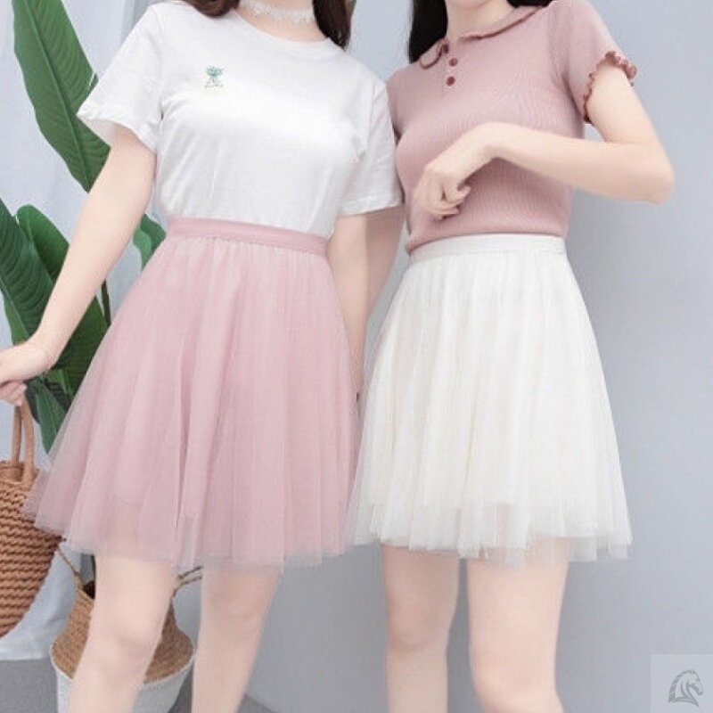 半身裙2020夏季新款网纱裙学生显瘦韩版超短裙少女百褶蓬蓬裙仙女