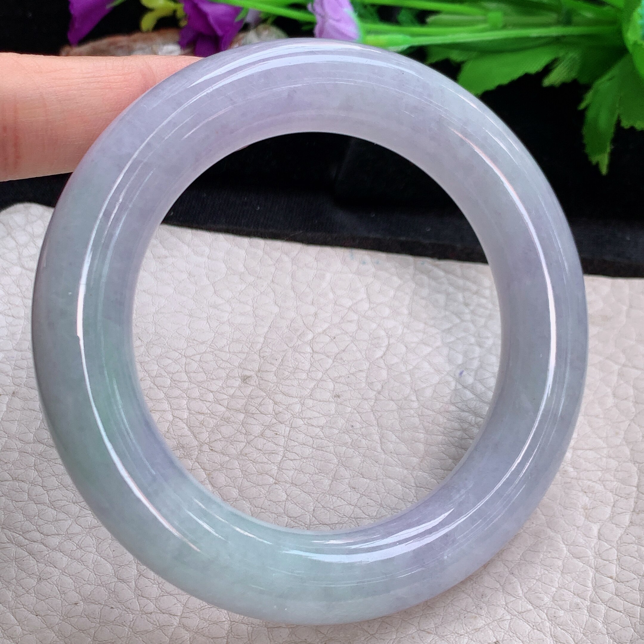 ss稀有大圈口60*13.8胖圆镯 天然缅甸翡翠玉手镯春带彩圆条玉手环