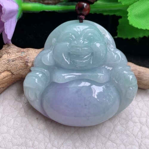 zen实拍43.5*46*12.5缅甸翡翠高品质饱满紫罗兰大佛公 弥勒佛吊坠