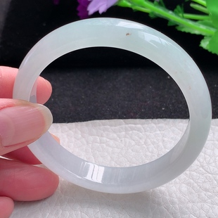 缅甸翡翠A货冰纯宽边玉手镯玉手环 7.8平安镯 jm自然光55.5 11.8