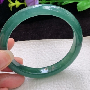 翡翠A货玉手镯冰蓝秀美宽边玉手环 7.4平安镯 mq实拍58.9