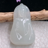 lz实拍36.5 21.7 7缅甸翡翠精雕冰透素衣观音菩萨吊坠