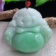 zen自然光49 12.8天然缅甸翡翠大佛公项坠豆绿俏雕弥勒佛像
