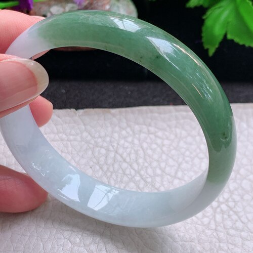 js大圈口60*13.8*6.5招财镯 缅甸翡翠a货玉手镯高品质半山水手环