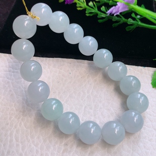 lz实拍单颗约11.6缅甸翡翠冰透白月光圆珠手链 大珠子玉手串珠链
