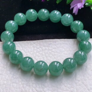 bx实拍 翡翠A货精雕男女款冰蓝饱满11.8mm圆珠玉手链 玉手串