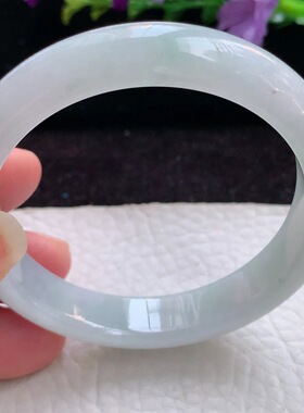 xx小圈口52*11.5*7平安镯 天然缅甸翡翠手镯 白色宽边正圈玉镯