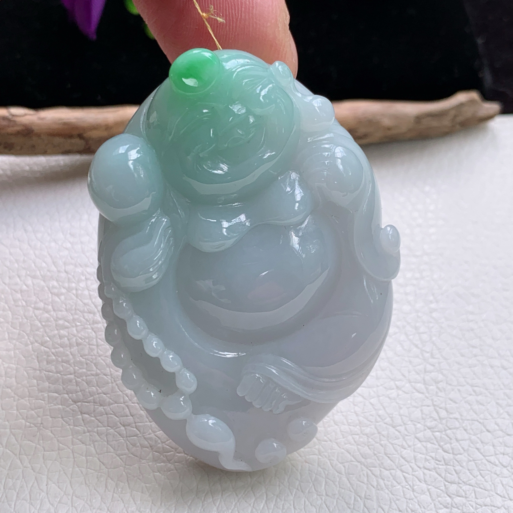 yj实拍58.5*41*12.5缅甸翡翠飘绿大布袋佛吊坠福在眼前弥勒佛玉坠,珠宝/钻石/翡翠,颈饰,淘宝优惠券,粉丝福利购,淘宝优惠卷