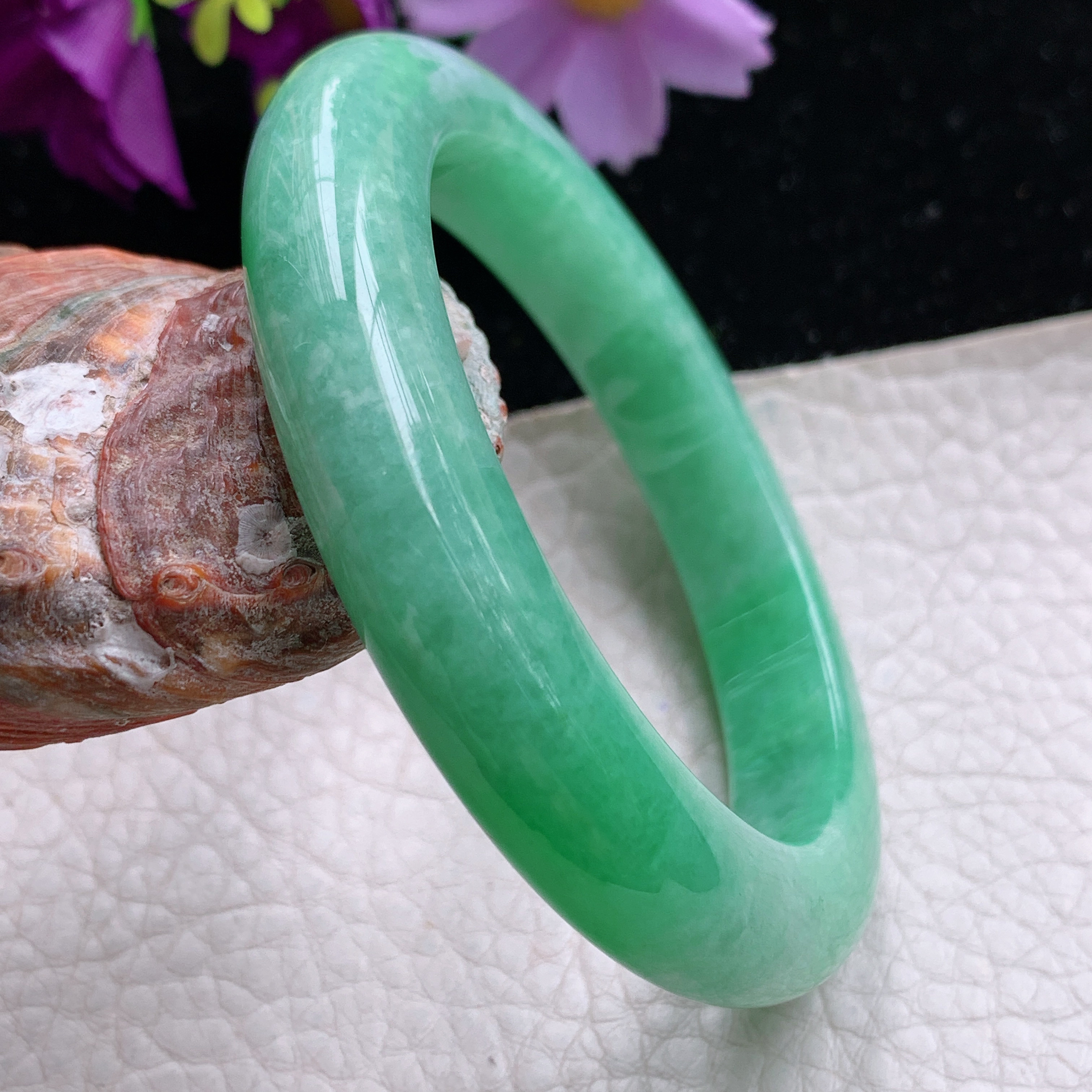 cc小圈口52*10.4*9缅甸翡翠满绿手镯平安镯正圈绿色玉镯子