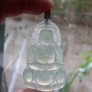31.2 zyt自然光缅甸翡翠冰晴水正装 观音菩萨玉坠净瓶观音坠尺50