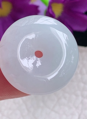 zz3实拍24*6天然缅甸翡翠白月光平安扣 冰润细腻宝宝玉扣平安坠