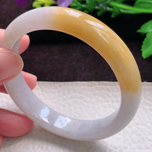 mq实拍58 8平安镯 半山半水缅甸翡翠玉手镯 珠宝玉手环 13.8