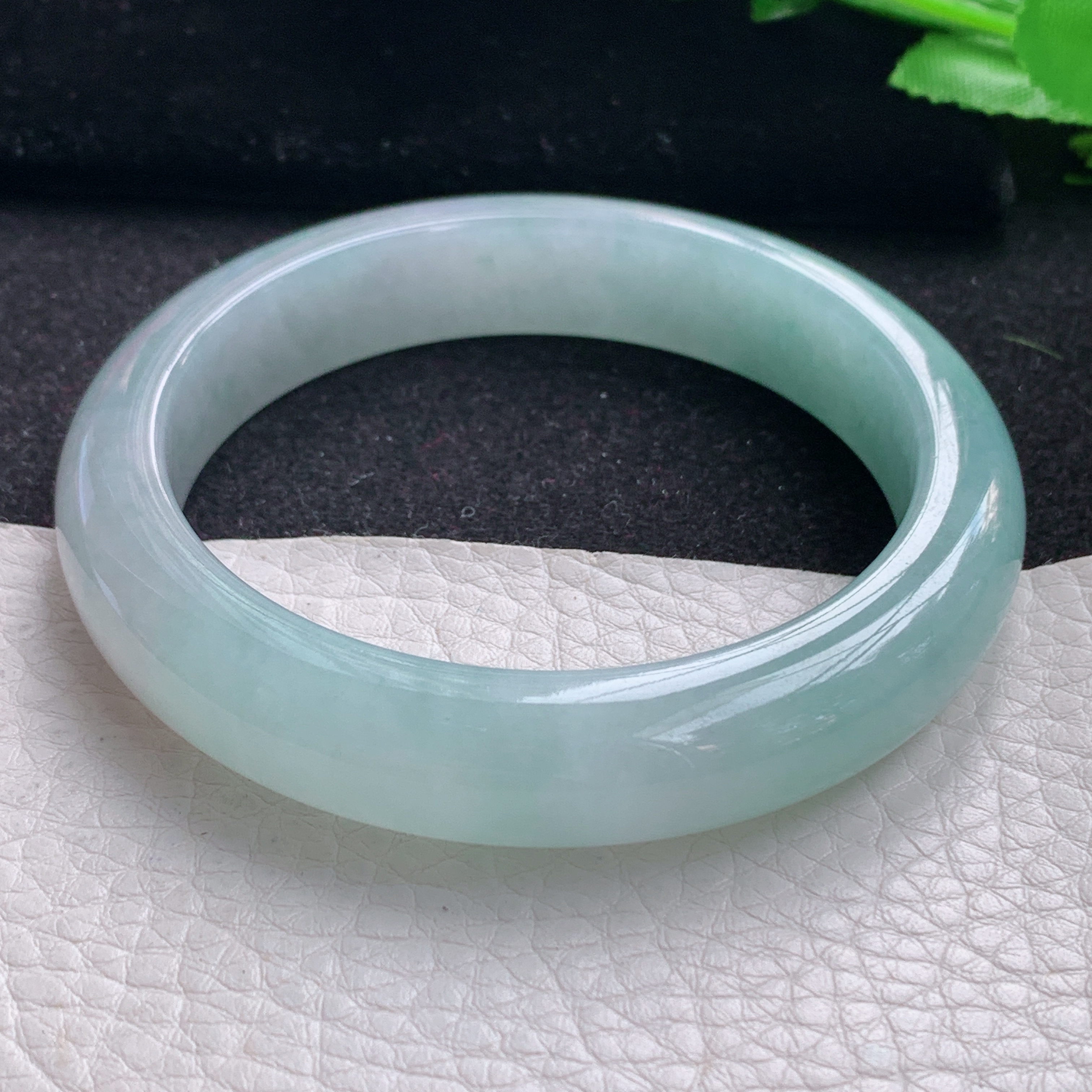 xo自然光57.5*12.5*8.6平安镯缅甸翡翠a货玉手镯湖水蓝宽边玉手环