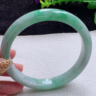 玉手环 9.2缅甸A货翡翠手镯飘绿宽边玉镯 jxn实拍大圈口73.5 11.6