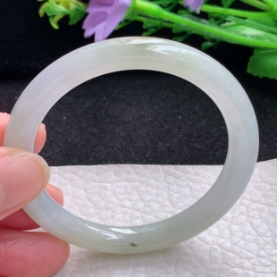 7.3叮当镯 缅甸翡翠a货玉手镯冰润双彩圆条美人镯 7.7 n小圈口50