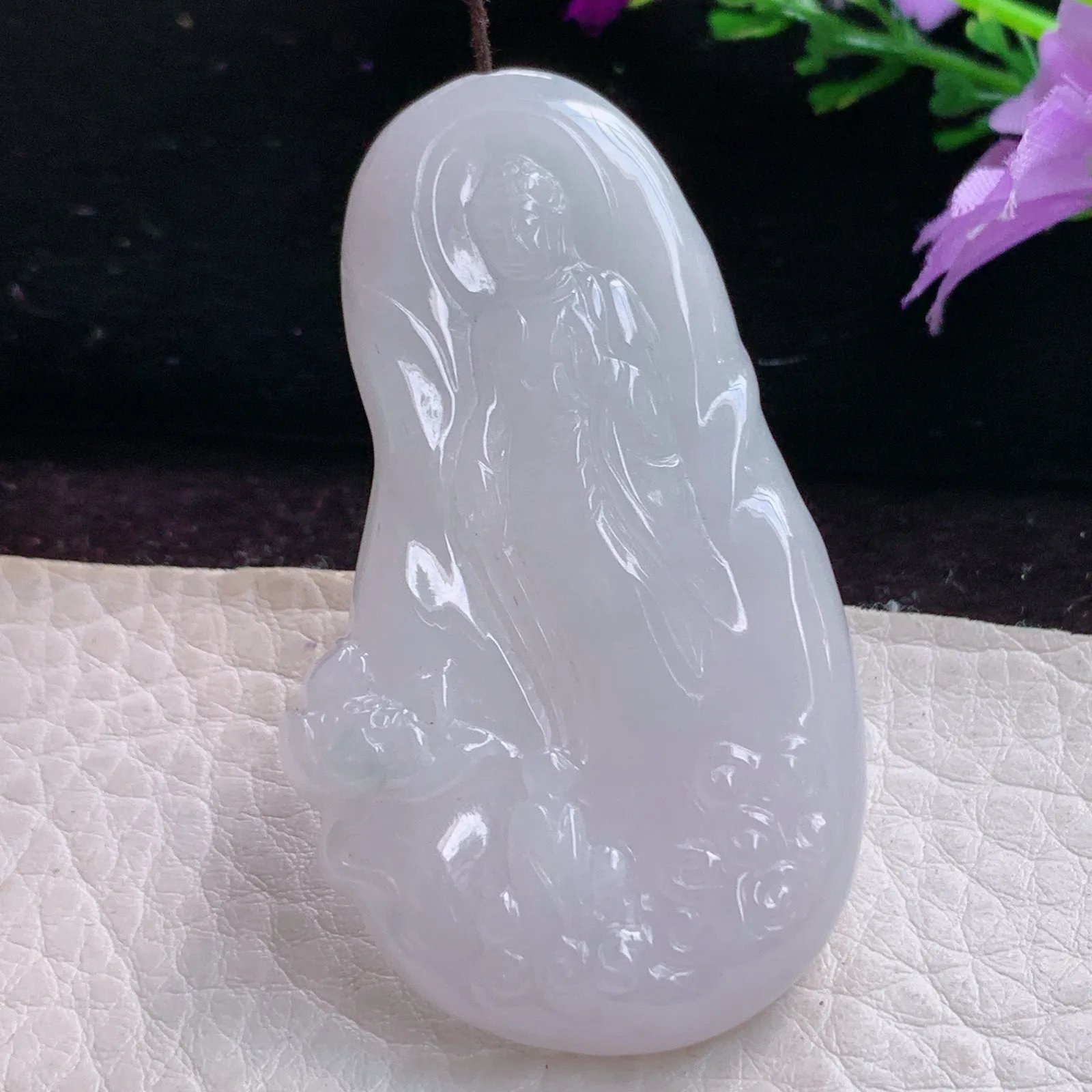 sx实拍58.3*33.8*6缅甸翡翠精雕阿弥陀佛吊坠普渡众生项坠