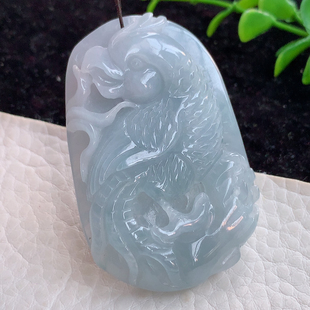 zzx实拍 英明神武玉吊坠真玉石玉坠 天然缅甸翡翠A货精雕冰蓝鹦鹉