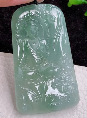 kh实拍缅翡翠A货冰胶清新阿弥陀佛佛祖如来玉吊坠63.8*37.3*5.4mm