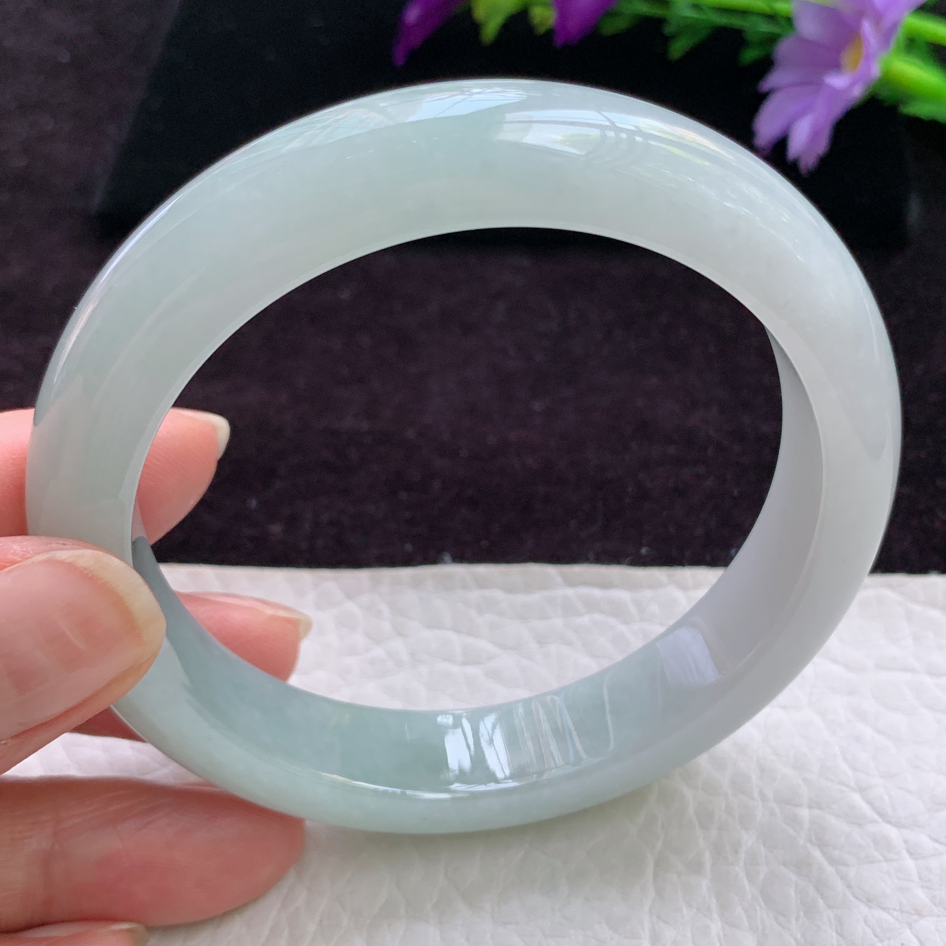 js实拍58*12.5*8.5平安镯 天然缅甸翡翠手镯正圈宽边贵气珠宝玉镯